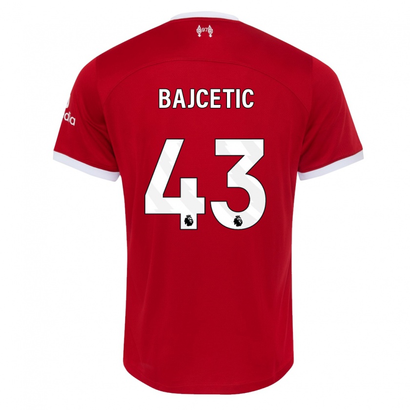 Kandiny Enfant Maillot Stefan Bajcetic #43 Rouge Tenues Domicile 2023/24 T-Shirt