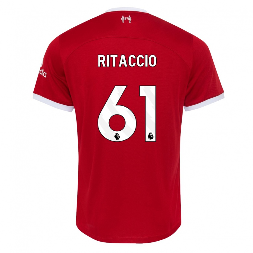 Kandiny Enfant Maillot Matteo Ritaccio #61 Rouge Tenues Domicile 2023/24 T-Shirt