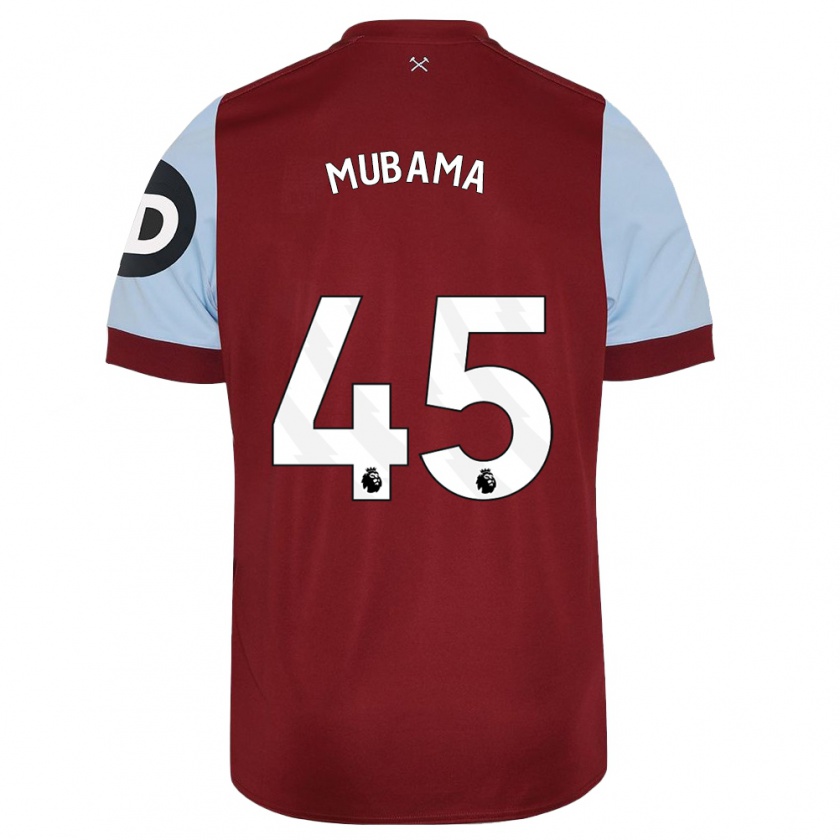 Kandiny Enfant Maillot Divin Mubama #45 Bordeaux Tenues Domicile 2023/24 T-Shirt