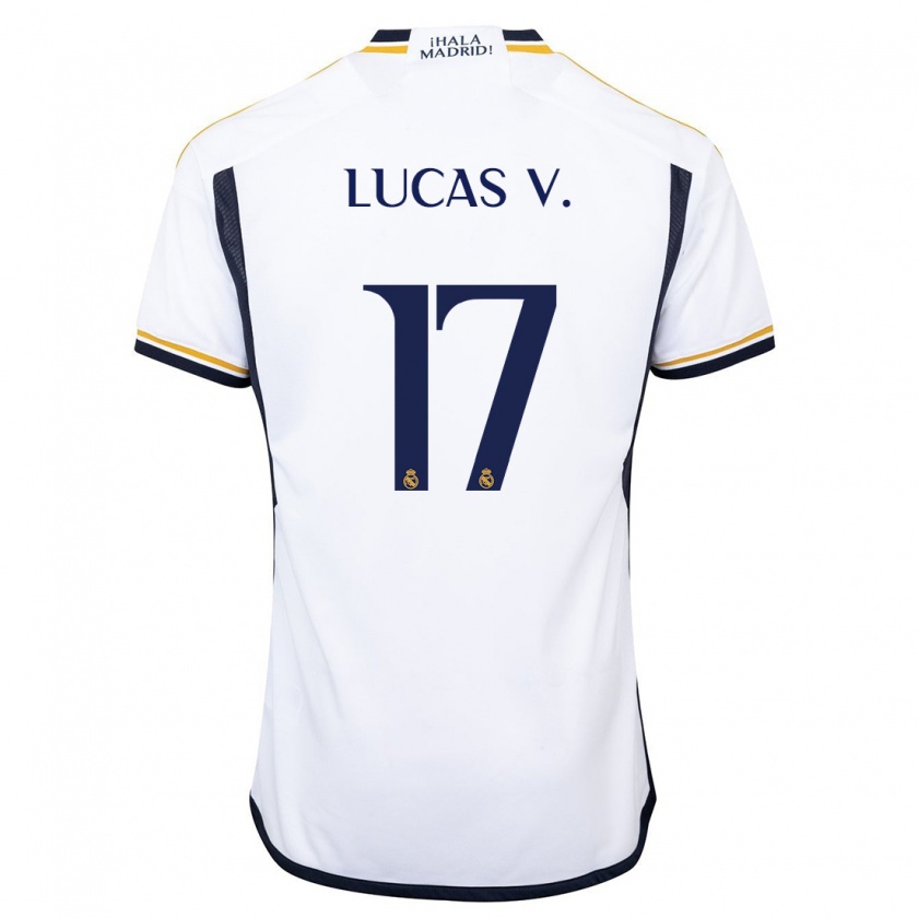 Kandiny Enfant Maillot Lucas Vázquez #17 Blanc Tenues Domicile 2023/24 T-Shirt