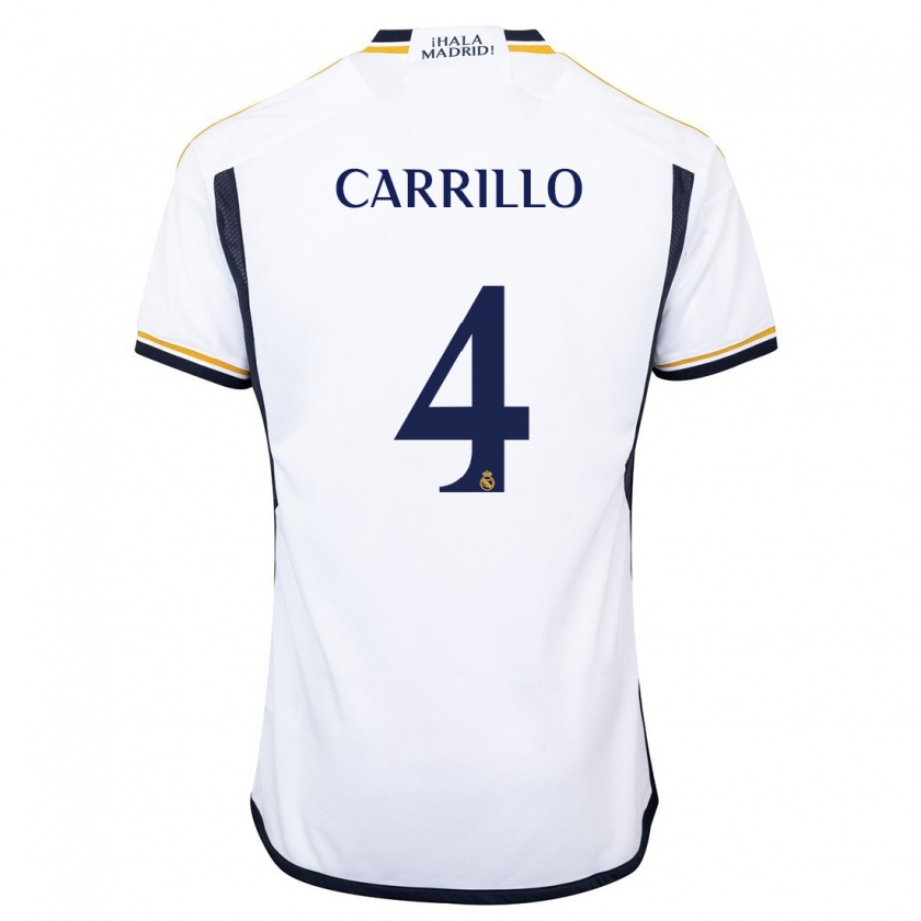 Kandiny Enfant Maillot Álvaro Carrillo #4 Blanc Tenues Domicile 2023/24 T-Shirt