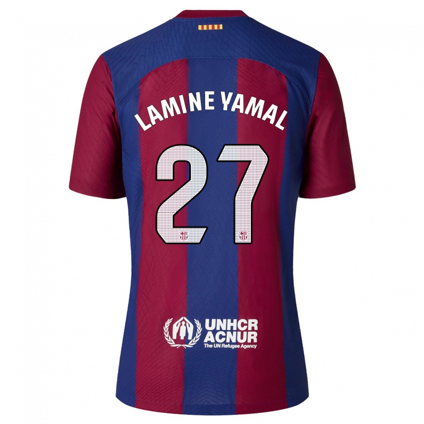 Kandiny Enfant Maillot Lamine Yamal #27 Rouge Bleu Tenues Domicile 2023/24 T-Shirt