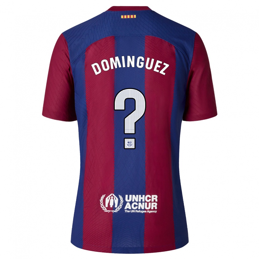 Kandiny Enfant Maillot Sergi Domínguez #0 Rouge Bleu Tenues Domicile 2023/24 T-Shirt