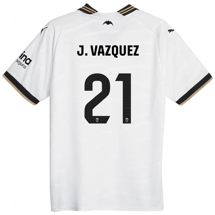 Kandiny Enfant Maillot Jesús Vázquez #21 Blanc Tenues Domicile 2023/24 T-Shirt