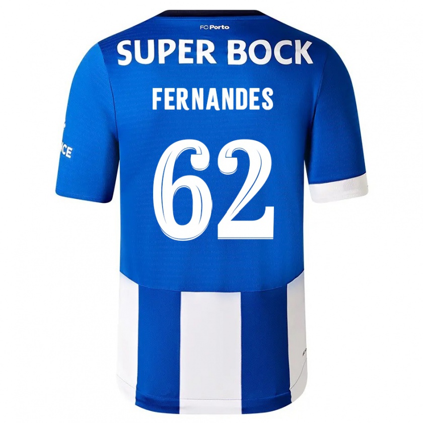 Kandiny Enfant Maillot Rodrigo Fernandes #62 Bleu Blanc Tenues Domicile 2023/24 T-Shirt