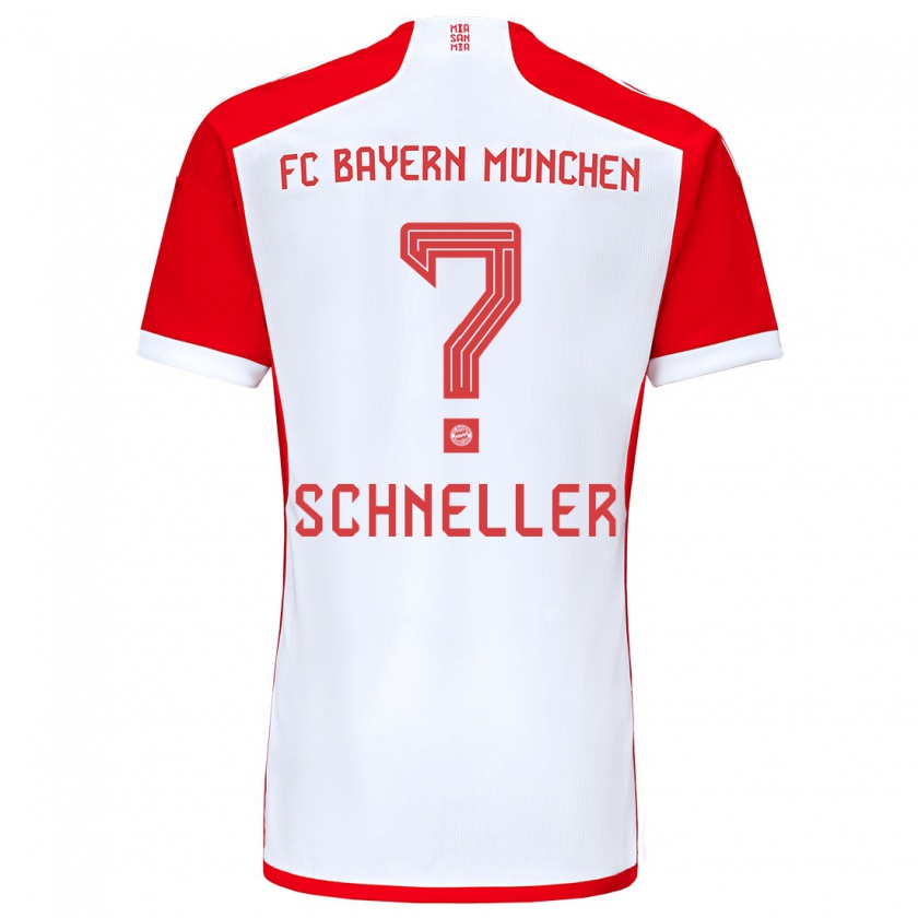 Kandiny Enfant Maillot Lukas Schneller #0 Rouge Blanc Tenues Domicile 2023/24 T-Shirt