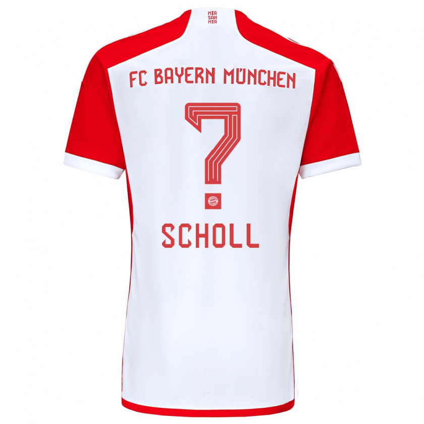 Kandiny Enfant Maillot Paul Scholl #0 Rouge Blanc Tenues Domicile 2023/24 T-Shirt