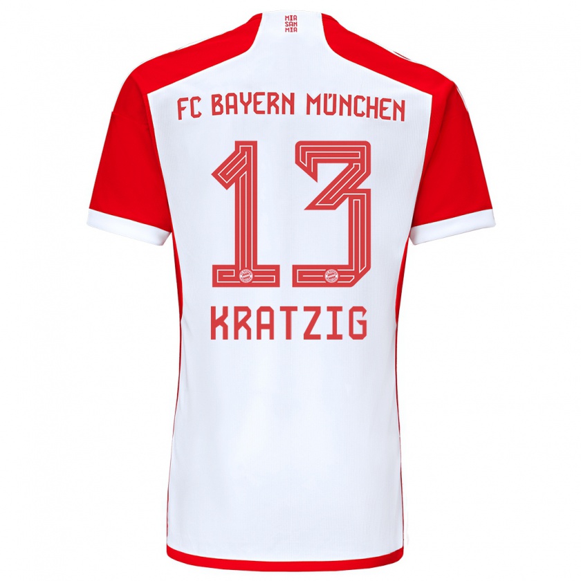 Kandiny Enfant Maillot Frans Kratzig #13 Rouge Blanc Tenues Domicile 2023/24 T-Shirt