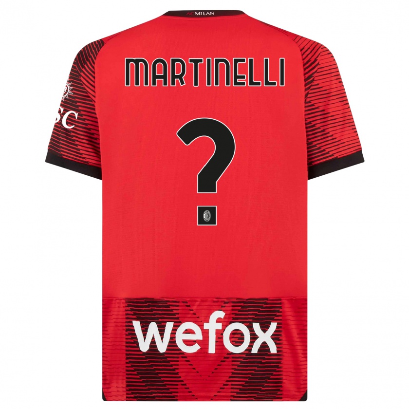 Kandiny Enfant Maillot Riccardo Martinelli #0 Rouge Noir Tenues Domicile 2023/24 T-Shirt