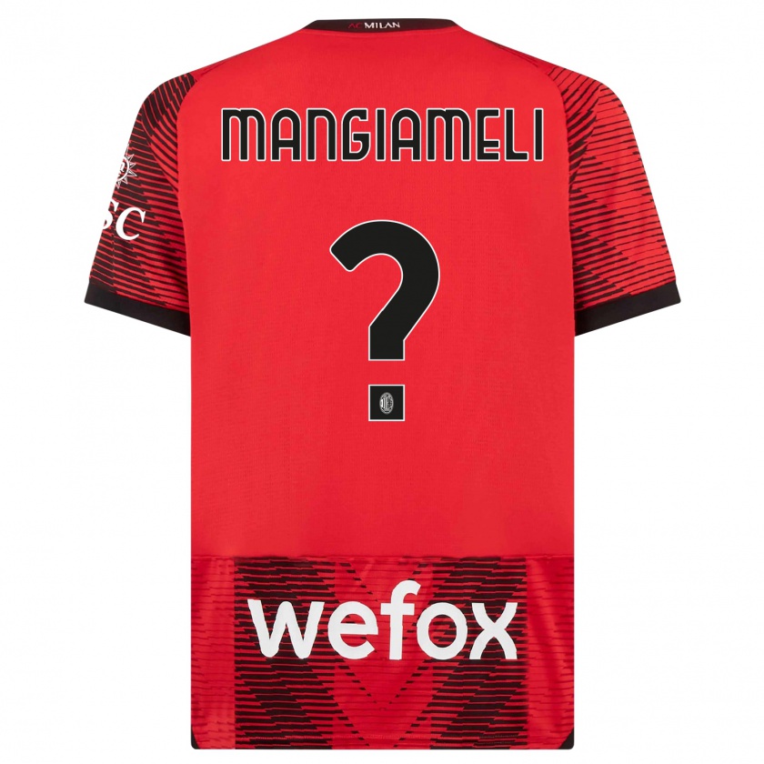 Kandiny Enfant Maillot Federico Mangiameli #0 Rouge Noir Tenues Domicile 2023/24 T-Shirt