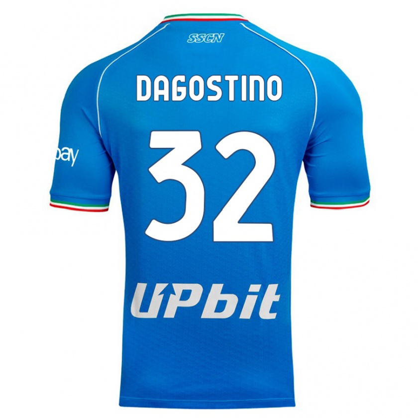 Kandiny Enfant Maillot Giuseppe Dagostino #32 Bleu Ciel Tenues Domicile 2023/24 T-Shirt