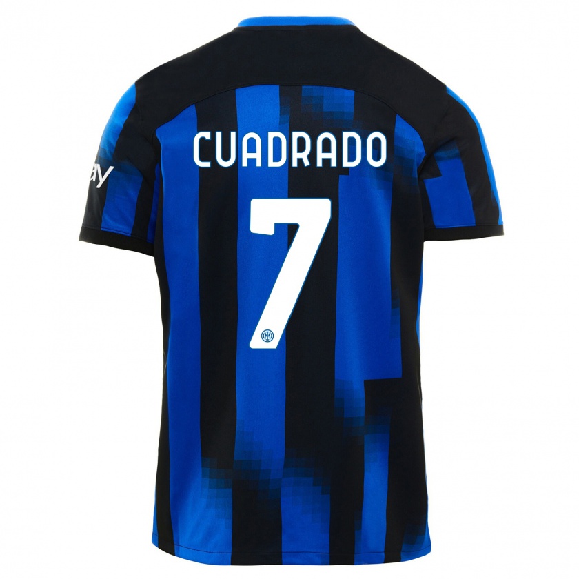 Kandiny Enfant Maillot Juan Cuadrado #7 Noir Bleu Tenues Domicile 2023/24 T-Shirt