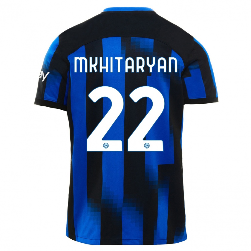 Kandiny Enfant Maillot Henrikh Mkhitaryan #22 Noir Bleu Tenues Domicile 2023/24 T-Shirt