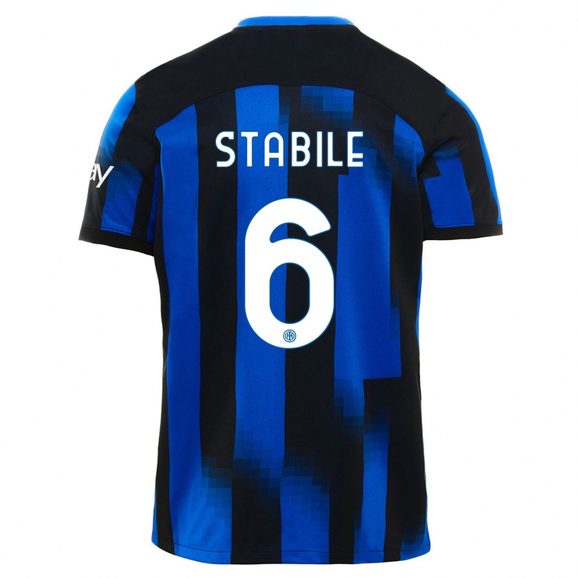 Kandiny Enfant Maillot Giacomo Stabile #6 Noir Bleu Tenues Domicile 2023/24 T-Shirt