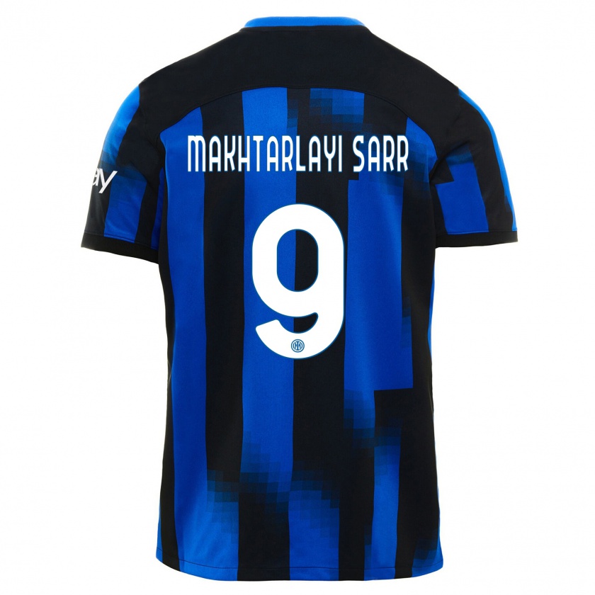 Kandiny Enfant Maillot Amadou Makhtarlayi Sarr #9 Noir Bleu Tenues Domicile 2023/24 T-Shirt