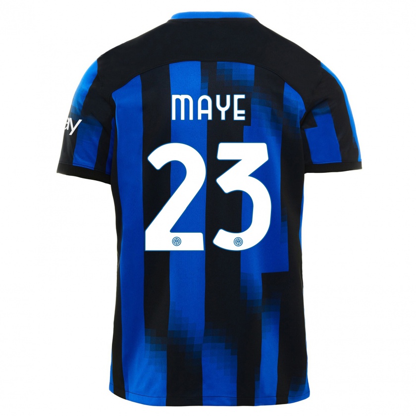 Kandiny Enfant Maillot Yvan Maye #23 Noir Bleu Tenues Domicile 2023/24 T-Shirt