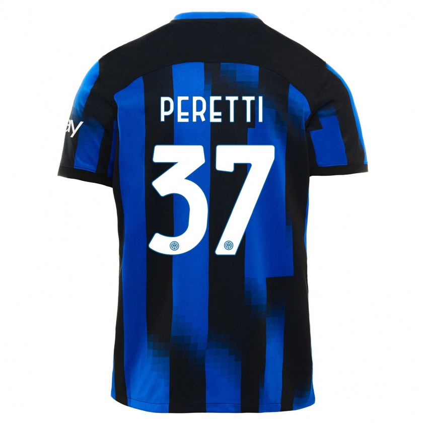 Kandiny Enfant Maillot Lorenzo Peretti #37 Noir Bleu Tenues Domicile 2023/24 T-Shirt
