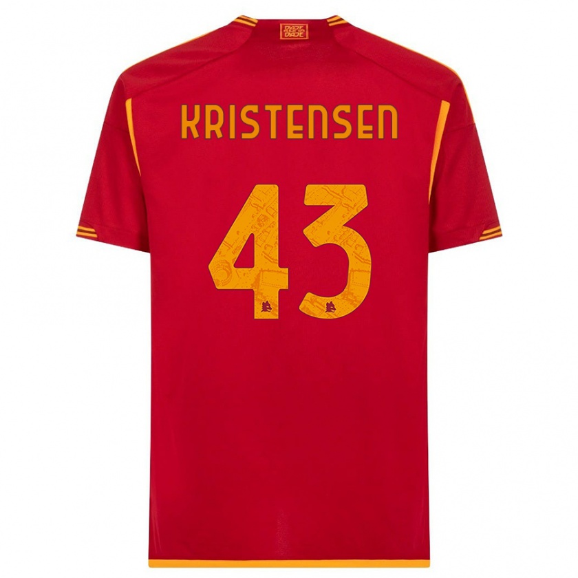 Kandiny Enfant Maillot Rasmus Kristensen #43 Rouge Tenues Domicile 2023/24 T-Shirt