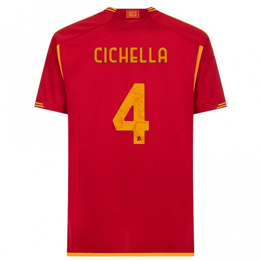 Kandiny Enfant Maillot Matteo Cichella #4 Rouge Tenues Domicile 2023/24 T-Shirt