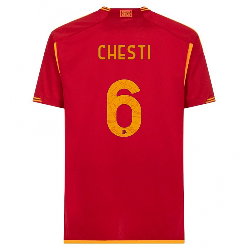 Kandiny Enfant Maillot Francesco Chesti #6 Rouge Tenues Domicile 2023/24 T-Shirt
