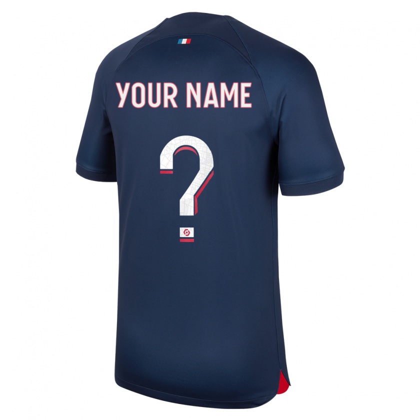 Kandiny Enfant Maillot Votre Nom #0 Bleu Rouge Tenues Domicile 2023/24 T-Shirt