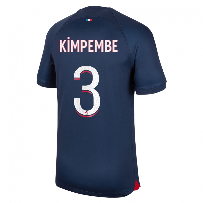 Kandiny Enfant Maillot Presnel Kimpembe #3 Bleu Rouge Tenues Domicile 2023/24 T-Shirt