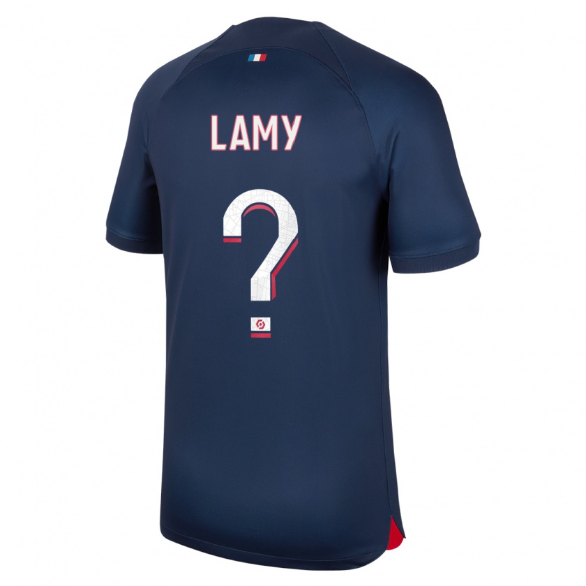 Kandiny Enfant Maillot Hugo Lamy #0 Bleu Rouge Tenues Domicile 2023/24 T-Shirt