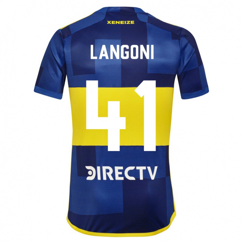 Kandiny Enfant Maillot Luca Langoni #41 Bleu Foncé Jaune Tenues Domicile 2023/24 T-Shirt