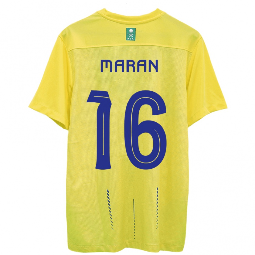 Kandiny Enfant Maillot Mohammed Maran #16 Jaune Tenues Domicile 2023/24 T-Shirt