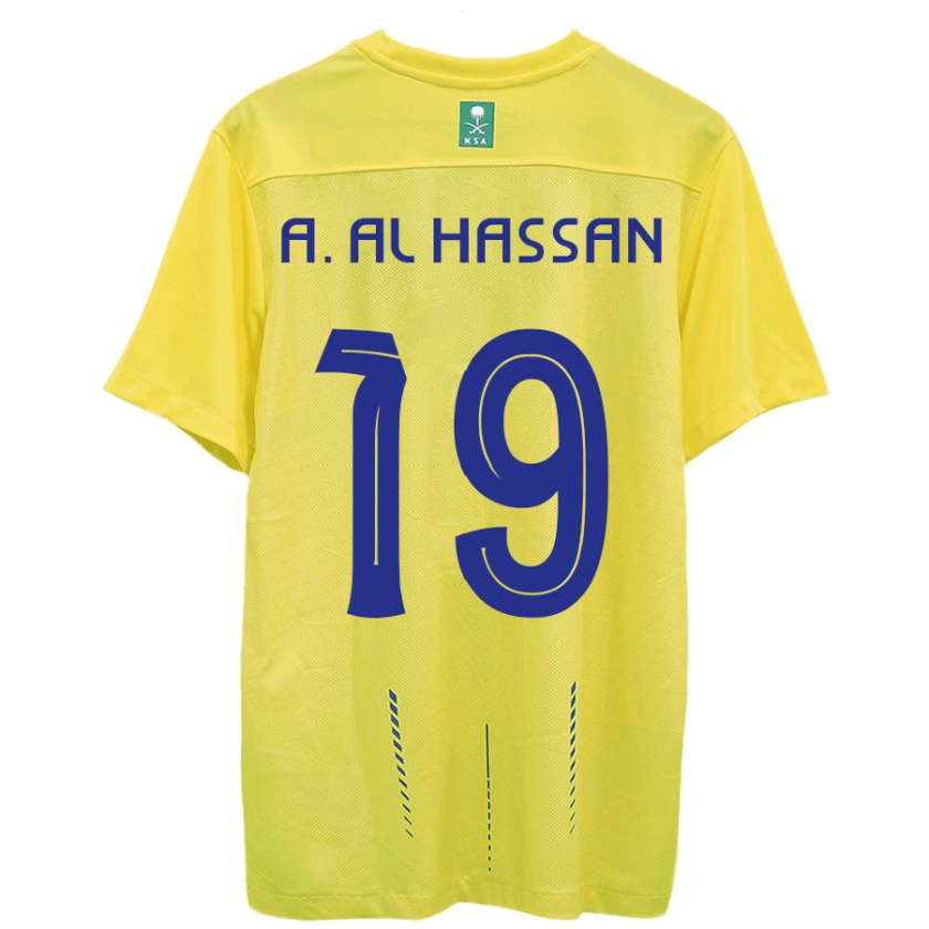 Kandiny Enfant Maillot Ali Al-Hassan #19 Jaune Tenues Domicile 2023/24 T-Shirt