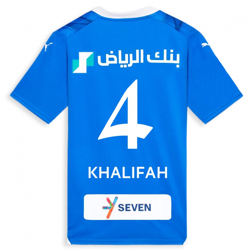 Kandiny Enfant Maillot Khalifah Al-Dawsari #4 Bleu Tenues Domicile 2023/24 T-Shirt