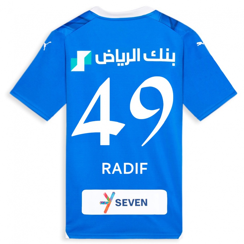 Kandiny Enfant Maillot Abdullah Radif #49 Bleu Tenues Domicile 2023/24 T-Shirt