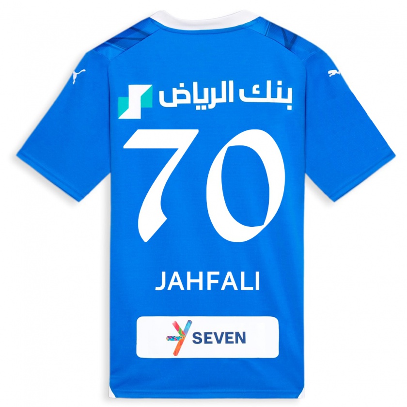 Kandiny Enfant Maillot Mohammed Jahfali #70 Bleu Tenues Domicile 2023/24 T-Shirt