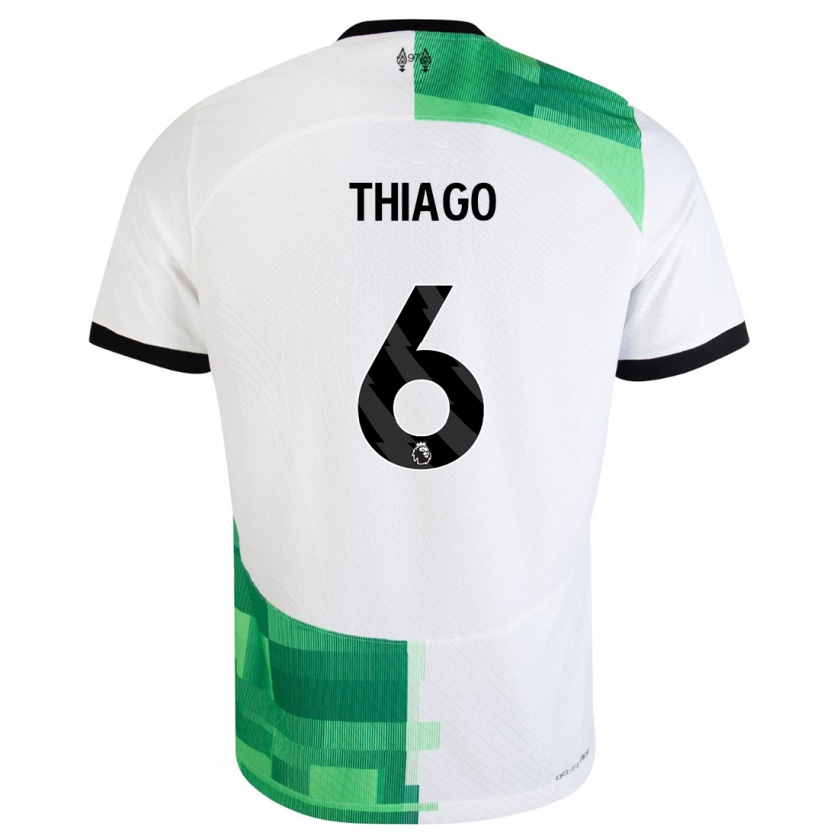 Kandiny Enfant Maillot Thiago #6 Blanc Vert Tenues Extérieur 2023/24 T-Shirt