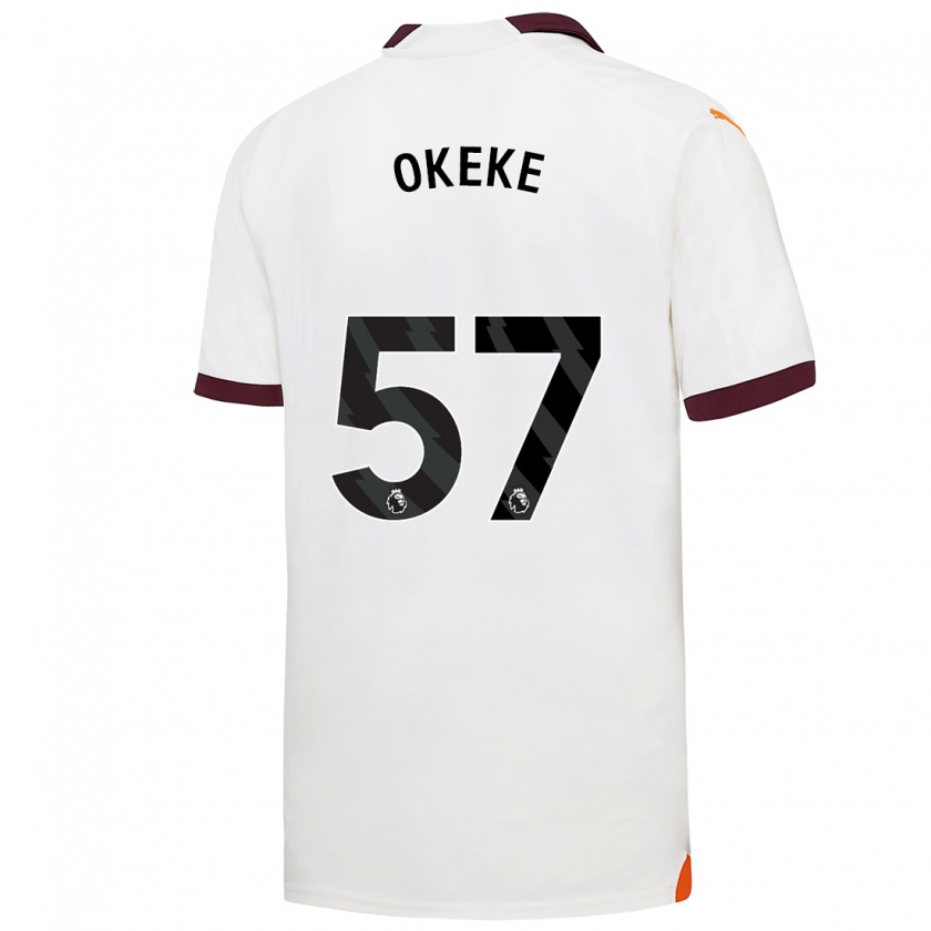 Kandiny Enfant Maillot Michael Okeke #57 Blanc Tenues Extérieur 2023/24 T-Shirt