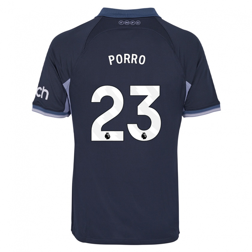 Kandiny Enfant Maillot Pedro Porro #23 Bleu Foncé Tenues Extérieur 2023/24 T-Shirt