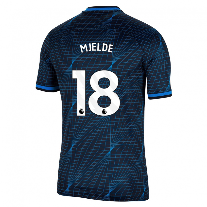 Kandiny Enfant Maillot Maren Mjelde #18 Bleu Foncé Tenues Extérieur 2023/24 T-Shirt
