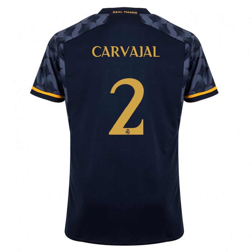 Kandiny Enfant Maillot Daniel Carvajal #2 Bleu Foncé Tenues Extérieur 2023/24 T-Shirt