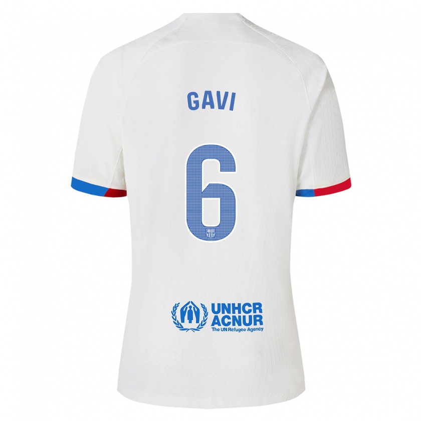 Kandiny Enfant Maillot Gavi #6 Blanc Tenues Extérieur 2023/24 T-Shirt