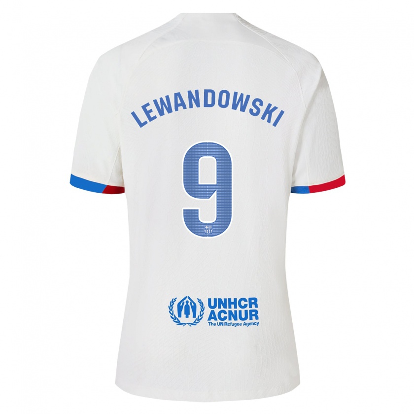 Kandiny Enfant Maillot Robert Lewandowski #9 Blanc Tenues Extérieur 2023/24 T-Shirt