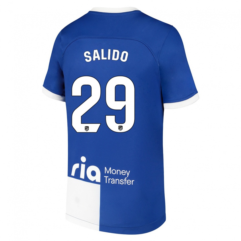 Kandiny Enfant Maillot Alberto Salido #29 Bleu Blanc Tenues Extérieur 2023/24 T-Shirt