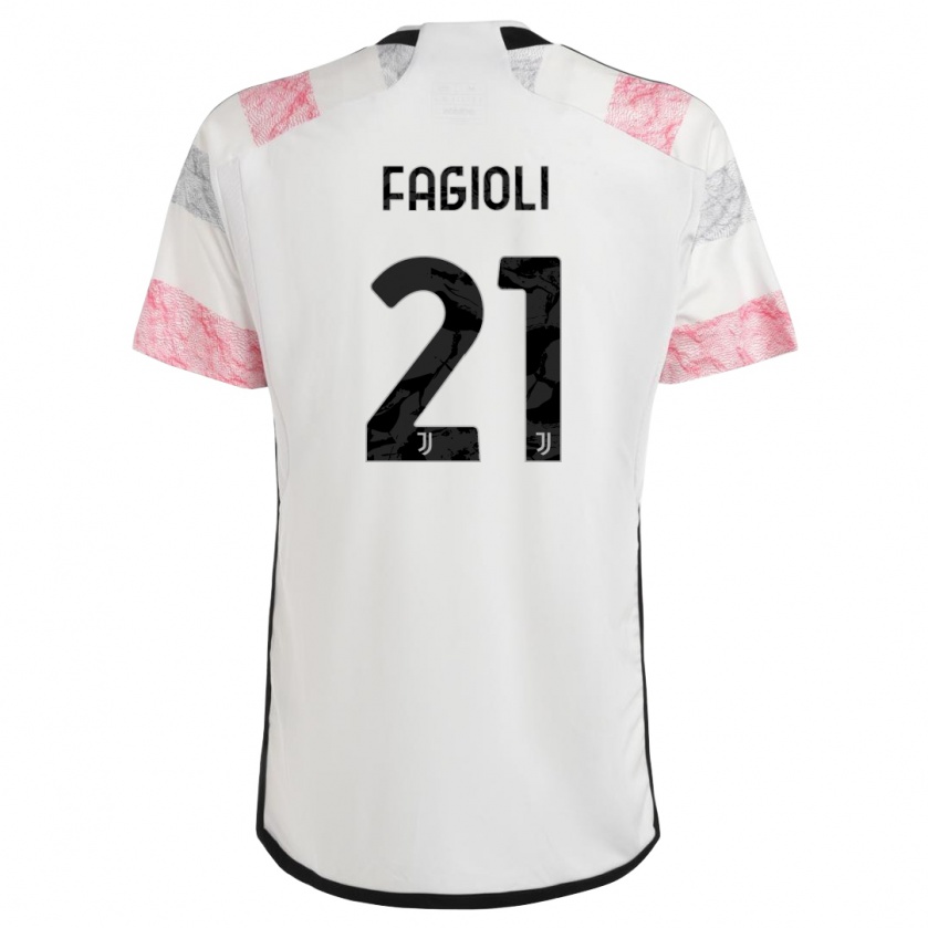 Kandiny Enfant Maillot Nicolò Fagioli #21 Blanc Rose Tenues Extérieur 2023/24 T-Shirt