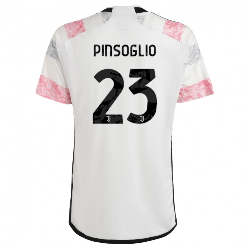 Kandiny Enfant Maillot Carlo Pinsoglio #23 Blanc Rose Tenues Extérieur 2023/24 T-Shirt