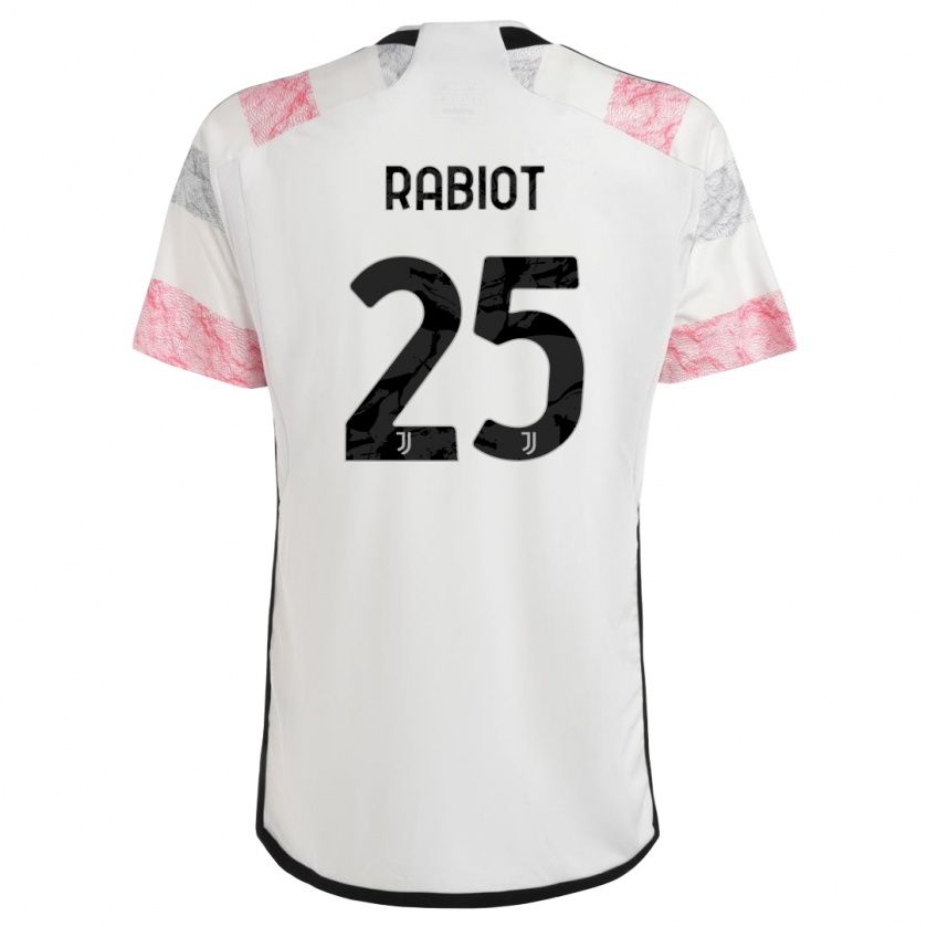 Kandiny Enfant Maillot Adrien Rabiot #25 Blanc Rose Tenues Extérieur 2023/24 T-Shirt