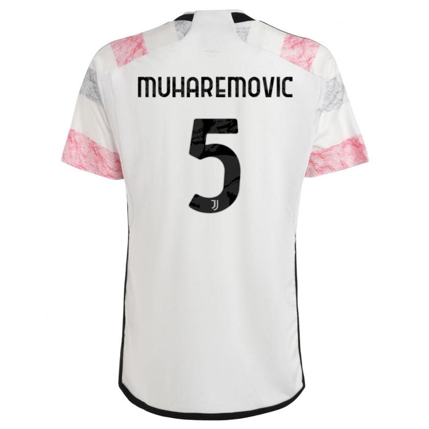Kandiny Enfant Maillot Tarik Muharemovic #5 Blanc Rose Tenues Extérieur 2023/24 T-Shirt