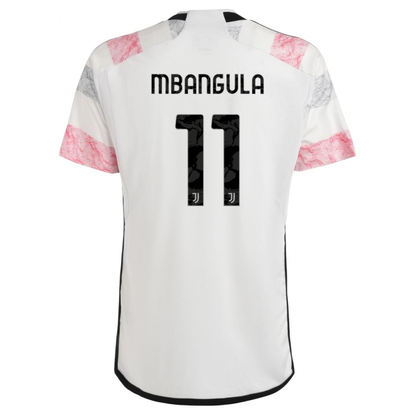 Kandiny Enfant Maillot Samuel Mbangula #11 Blanc Rose Tenues Extérieur 2023/24 T-Shirt