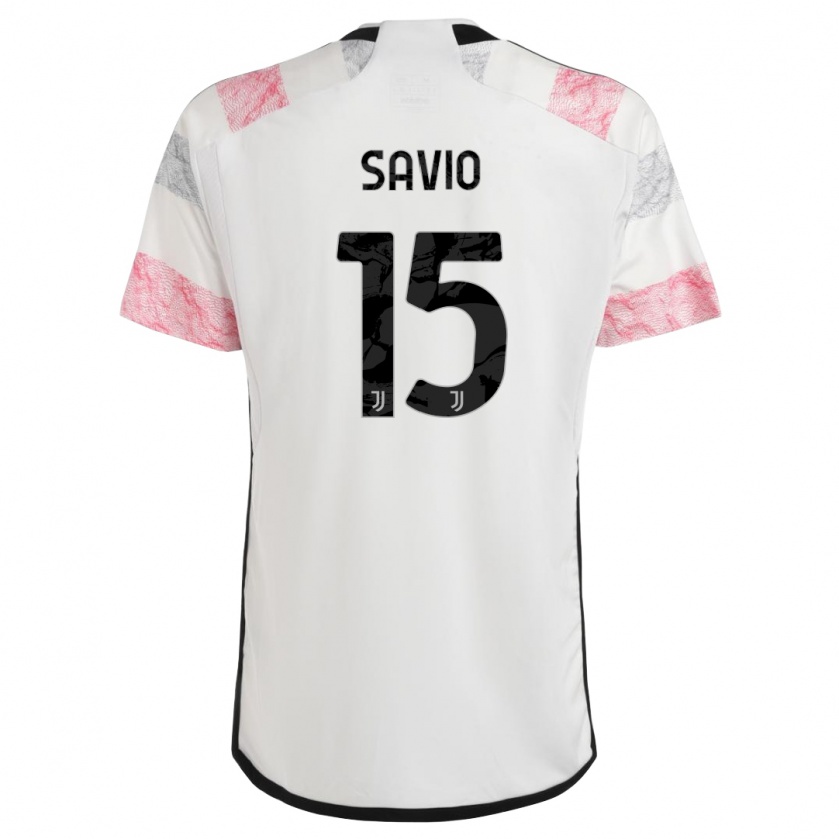Kandiny Enfant Maillot Federico Savio #15 Blanc Rose Tenues Extérieur 2023/24 T-Shirt