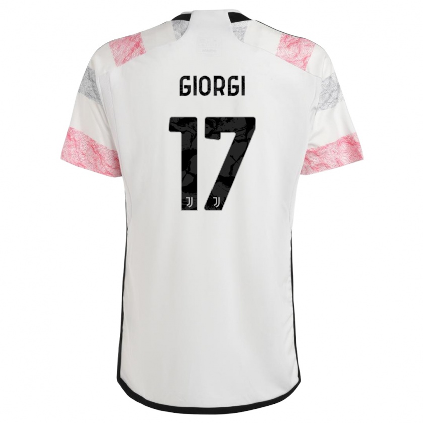 Kandiny Enfant Maillot Lorenzo Giorgi #17 Blanc Rose Tenues Extérieur 2023/24 T-Shirt