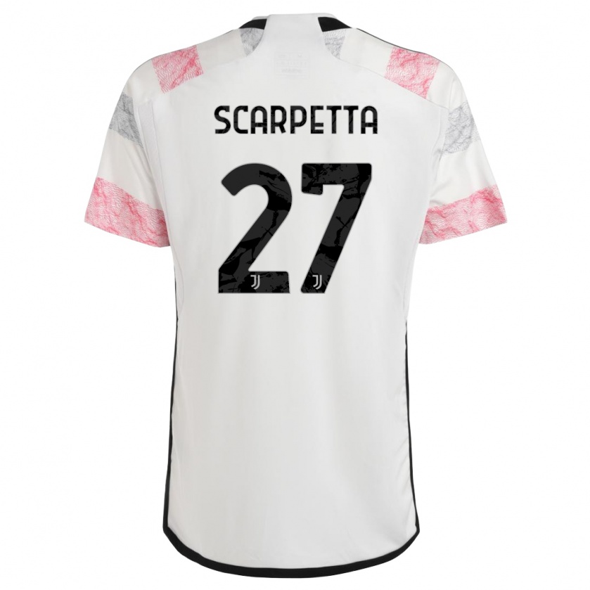 Kandiny Enfant Maillot Jacopo Scarpetta #27 Blanc Rose Tenues Extérieur 2023/24 T-Shirt