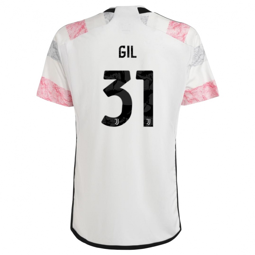 Kandiny Enfant Maillot Javier Gil #31 Blanc Rose Tenues Extérieur 2023/24 T-Shirt